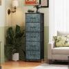 imageWLIVE Fabric Dresser 5Drawer Tall Dressers for Bedroom Storage Dresser Organizer with Fabric Bins Wood Top Sturdy Steel Frame Chest of Drawers for Closet Hallway PatternTurquoise