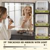 imageWLIVE Farmhouse Makeup Vanity Desk with Mirror and Lights White Dressing Table with Charging Station 2 Drawers and 2 Cabinets Rustic Girls Vanity Set with Stool for BedroomFarmhouseblack
