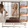 imageWLIVE Farmhouse Makeup Vanity Desk with Mirror and Lights White Dressing Table with Charging Station 2 Drawers and 2 Cabinets Rustic Girls Vanity Set with Stool for BedroomFarmhouseespresso