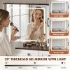 imageWLIVE Farmhouse Makeup Vanity Desk with Mirror and Lights White Dressing Table with Charging Station 2 Drawers and 2 Cabinets Rustic Girls Vanity Set with Stool for BedroomFarmhousewhite