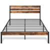 imageWLIVE Full Size Bed Frame with Headboard Metal Platform Bed Frame with Under Bed Storage 1500LBS Mattress Foundation No Box Spring Needed Easy Assembly Natural OakRustic Brown