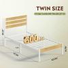 imageWLIVE Full Size Bed Frame with Headboard Metal Platform Bed Frame with Under Bed Storage 1500LBS Mattress Foundation No Box Spring Needed Easy Assembly Natural OakNatural Oak
