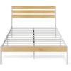 imageWLIVE Full Size Bed Frame with Headboard Metal Platform Bed Frame with Under Bed Storage 1500LBS Mattress Foundation No Box Spring Needed Easy Assembly Natural OakNatural Oak
