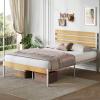 imageWLIVE Full Size Bed Frame with Headboard Metal Platform Bed Frame with Under Bed Storage 1500LBS Mattress Foundation No Box Spring Needed Easy Assembly Natural OakNatural Oak