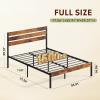 imageWLIVE Full Size Bed Frame with Headboard Metal Platform Bed Frame with Under Bed Storage 1500LBS Mattress Foundation No Box Spring Needed Easy Assembly Natural OakRustic Brown