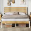 imageWLIVE Full Size Bed Frame with Headboard Metal Platform Bed Frame with Under Bed Storage 1500LBS Mattress Foundation No Box Spring Needed Easy Assembly Natural OakNatural Oak