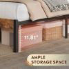 imageWLIVE Full Size Bed Frame with Headboard Metal Platform Bed Frame with Under Bed Storage 1500LBS Mattress Foundation No Box Spring Needed Easy Assembly Natural OakRustic Brown