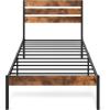 imageWLIVE Full Size Bed Frame with Headboard Metal Platform Bed Frame with Under Bed Storage 1500LBS Mattress Foundation No Box Spring Needed Easy Assembly Natural OakRustic Brown