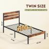 imageWLIVE Full Size Bed Frame with Headboard Metal Platform Bed Frame with Under Bed Storage 1500LBS Mattress Foundation No Box Spring Needed Easy Assembly Natural OakRustic Brown