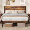 imageWLIVE Full Size Bed Frame with Headboard Metal Platform Bed Frame with Under Bed Storage 1500LBS Mattress Foundation No Box Spring Needed Easy Assembly Natural OakRustic Brown
