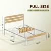 imageWLIVE Full Size Bed Frame with Headboard Metal Platform Bed Frame with Under Bed Storage 1500LBS Mattress Foundation No Box Spring Needed Easy Assembly Natural OakNatural Oak