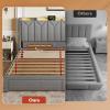 imageWLIVE Full Size Upholstered Bed Frame with 2 Drawers Storage Headboard Platform Bed with Charging Station and LED Light Sturdy Metal amp Wooden Slats Support No Box Spring Needed Light GreyGrey
