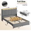 imageWLIVE Full Size Upholstered Bed Frame with 2 Drawers Storage Headboard Platform Bed with Charging Station and LED Light Sturdy Metal amp Wooden Slats Support No Box Spring Needed Light GreyGrey