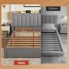 imageWLIVE Full Size Upholstered Bed Frame with 2 Drawers Storage Headboard Platform Bed with Charging Station and LED Light Sturdy Metal amp Wooden Slats Support No Box Spring Needed Light GreyGrey