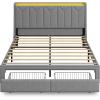 imageWLIVE Full Size Upholstered Bed Frame with 2 Drawers Storage Headboard Platform Bed with Charging Station and LED Light Sturdy Metal amp Wooden Slats Support No Box Spring Needed Light GreyGrey