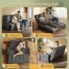 imageWLIVE Futon Sofa Bed Floor Chair with Adjustable Backrest Bean Bag Bed for Adults with Armrest Pillow Low Profile for Living Room Reading Bedroom Loveseat Grey