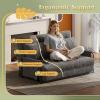 imageWLIVE Futon Sofa Bed Floor Chair with Adjustable Backrest Bean Bag Bed for Adults with Armrest Pillow Low Profile for Living Room Reading Bedroom Loveseat Grey