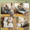 imageWLIVE Futon Sofa Bed Floor Chair with Adjustable Backrest Bean Bag Bed for Adults with Armrest Pillow Low Profile for Living Room Reading Bedroom Loveseat Beige