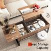 imageWLIVE Lift Top Coffee Table with Hidden Compartment Cocktail Table Rising Center for Living Room Side Drawer and Metal Frame Walnut Oak