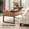 imageWLIVE Lift Top Coffee Table with Hidden Compartment Cocktail Table Rising Center for Living Room Side Drawer and Metal Frame Walnut Oak