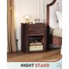 imageWLIVE Nightstand Set of 2 with Charging Station Wood Night Stand Sets with 2 Drawers and Open Shelf Bed Side Tables Bedroom Living Room EspressoEspresso