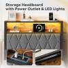imageWLIVE Queen Bed Frame with 4 Storage Drawers Upholstered Bed Frame with Headboard Platform Bed with LED Lights and Charging Station 1500LBS Mattress Foundation No Box Spring NeededTwin