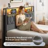 imageWLIVE Queen Bed Frame with 4 Storage Drawers Upholstered Bed Frame with Headboard Platform Bed with LED Lights and Charging Station 1500LBS Mattress Foundation No Box Spring NeededFull