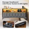 imageWLIVE Queen Bed Frame with 4 Storage Drawers Upholstered Bed Frame with Headboard Platform Bed with LED Lights and Charging Station 1500LBS Mattress Foundation No Box Spring NeededFull