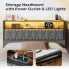 imageWLIVE Queen Bed Frame with 4 Storage Drawers Upholstered Bed Frame with Headboard Platform Bed with LED Lights and Charging Station 1500LBS Mattress Foundation No Box Spring NeededQueen