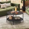 imageWLIVE Round Coffee Table for Living Room 326 Small Coffee Table with Open Storage Shelf 2Tier Industrial Circle Wood Center Table for Bedroom Home Office Charcoal Black