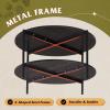 imageWLIVE Round Coffee Table for Living Room 326 Small Coffee Table with Open Storage Shelf 2Tier Industrial Circle Wood Center Table for Bedroom Home Office Charcoal Black