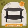 imageWLIVE Round Coffee Table for Living Room 326 Small Coffee Table with Open Storage Shelf 2Tier Industrial Circle Wood Center Table for Bedroom Home Office Charcoal Black
