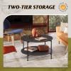 imageWLIVE Round Coffee Table for Living Room 326 Small Coffee Table with Open Storage Shelf 2Tier Industrial Circle Wood Center Table for Bedroom Home Office Charcoal Black