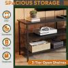 imageWLIVE TV Stand for 32 Inch TV Small TV Entertainment Center with with Storage Cabinet Industrial TV Stands for Living Room Bedroom and Corner 32 TV Console Rustic BrownBlack