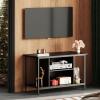 imageWLIVE TV Stand for 32 Inch TV Small TV Entertainment Center with with Storage Cabinet Industrial TV Stands for Living Room Bedroom and Corner 32 TV Console Rustic BrownBlack