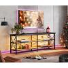 imageWLIVE TV Stand for 32 Inch TV Small TV Entertainment Center with with Storage Cabinet Industrial TV Stands for Living Room Bedroom and Corner 32 TV Console Rustic BrownBlack