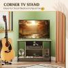 imageWLIVE TV Stand for 32 Inch TV Small TV Entertainment Center with with Storage Cabinet Industrial TV Stands for Living Room Bedroom and Corner 32 TV Console Rustic BrownGreige
