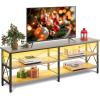 imageWLIVE TV Stand for 32 Inch TV Small TV Entertainment Center with with Storage Cabinet Industrial TV Stands for Living Room Bedroom and Corner 32 TV Console Rustic BrownGreige