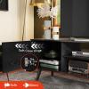 imageWLIVE TV Stands for Living Room MidCentury Modern TV Stand for 505560 Inch TV Wood Entertainment Center with Storage Cabinets Media Console Retro BrownGrain Black