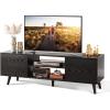 imageWLIVE TV Stands for Living Room MidCentury Modern TV Stand for 505560 Inch TV Wood Entertainment Center with Storage Cabinets Media Console Retro BrownGrain Black