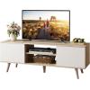 imageWLIVE TV Stands for Living Room MidCentury Modern TV Stand for 505560 Inch TV Wood Entertainment Center with Storage Cabinets Media Console Retro BrownLight Oak  White