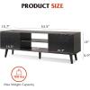 imageWLIVE TV Stands for Living Room MidCentury Modern TV Stand for 505560 Inch TV Wood Entertainment Center with Storage Cabinets Media Console Retro BrownGrain Black