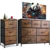 imageWLIVE 3 Drawer and 7 Drawer Dresser Set Dresser for Bedroom Closet Hallway Storage Organizer Unit Dressers amp Chests of Drawers with Fabric Bins Rustic Brown Wood Grain Print