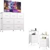 imageWLIVE 7 Drawer Dresser amp Night Stand Sets 2 Dressers for Bedroom Fabric Storage Tower Hallway Entryway Closets Sturdy Steel Frame Wood Top Easy Pull Handle White