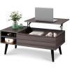 imageWLIVE Coffee Table Lift Top Coffee Table with 2 Drawers Large Hidden Compartment and Open Storage Shelf Lift Tabletop Dining Table for Living Room EspressoAgrey