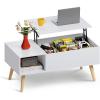 imageWLIVE Coffee Table for Living Room Small Coffee Table with Storage Lift Top Modern Wooden Dining Center Table with Storage Shelf amp Hidden Compartment 315 BlackWhite