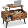 imageWLIVE Coffee Table for Living Room Small Coffee Table with Storage Lift Top Modern Wooden Dining Center Table with Storage Shelf amp Hidden Compartment 315 BlackRustic Brown