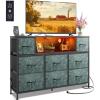 imageWLIVE Dresser TV Stand for 45 50 55 inch TV Entertainment Center with LED Lights amp Charging Station Chest of Drawers with 8 Fabric Drawers and Open Shelves for Living Room Hallway APinkTurquoise