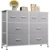 imageWLIVE Dresser for Bedroom with 8 Drawers Wide Fabric Dresser for Storage and Organization Bedroom Dressers Chest of Drawers for Living Room Closet Hallway Cloudy PinkLight Grey
