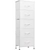 imageWLIVE Fabric Dresser 5Drawer Tall Dressers for Bedroom Storage Dresser Organizer with Fabric Bins Wood Top Sturdy Steel Frame Chest of Drawers for Closet Hallway PatternWhite